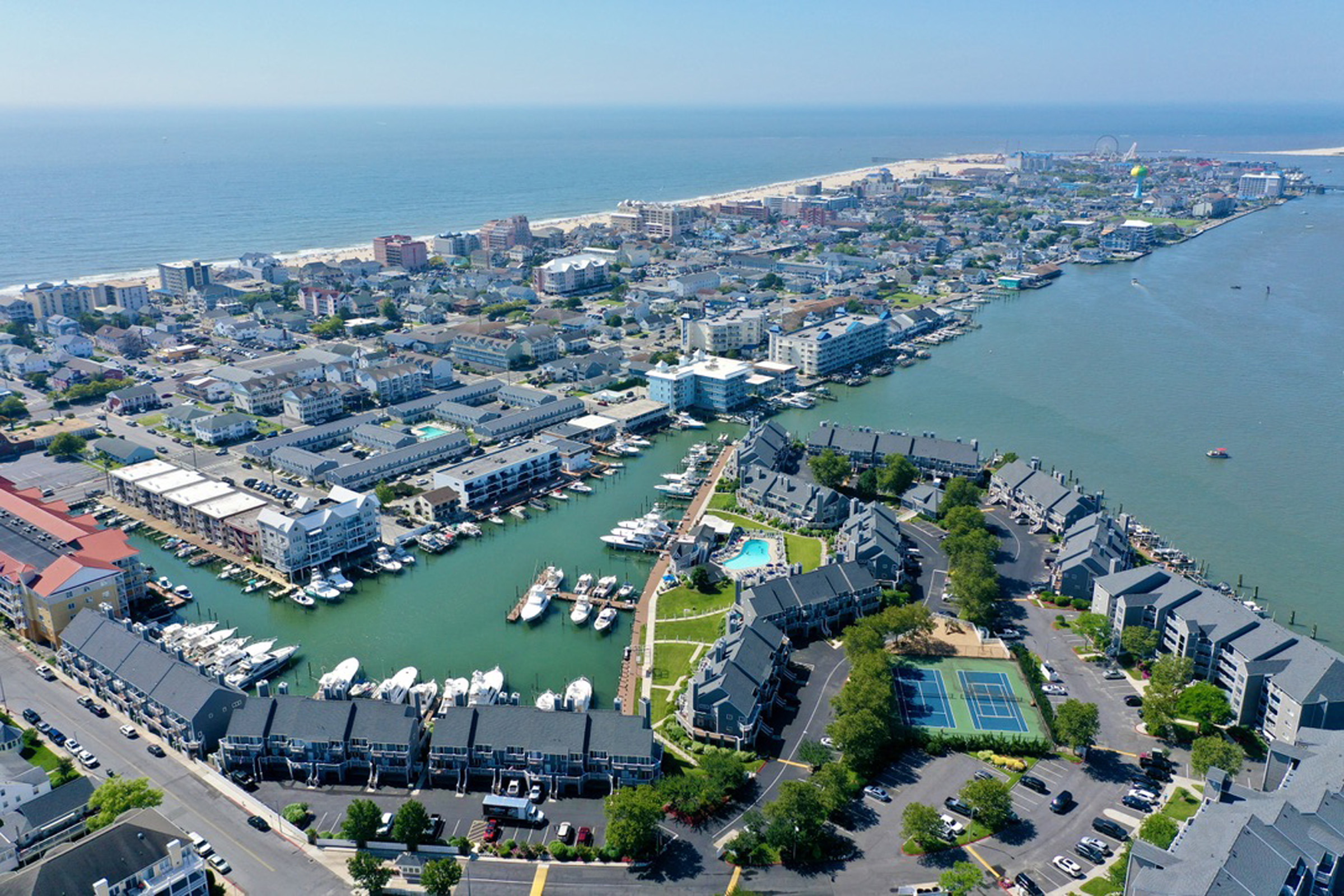 drone view showing Ocean City,MD.